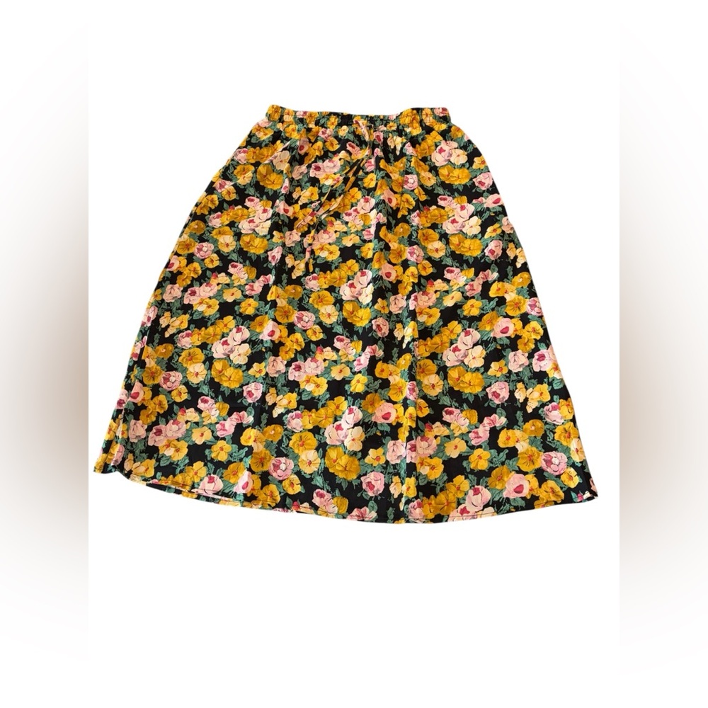 3/$8 Floral A-Line Skirt - Yellow & Pink Floral